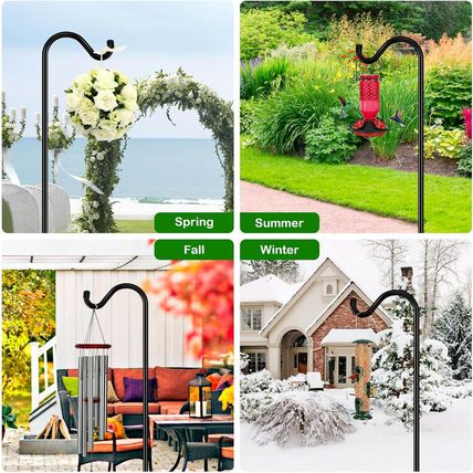 FEED GARDEN Shepards Hooks for Outdoor Bird Feeder Pole 92 Inch Adjustable Tall