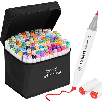 Caliart 121 Colors Artist Alcohol Based Markers Dual Tip Art Permanent Twin Sket
