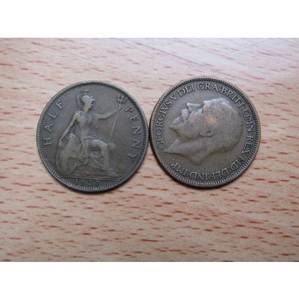 GB 1927 George V 1/2d Half Penny Coin
