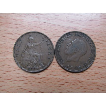 GB 1931 George V 1/2d Half Penny Coin