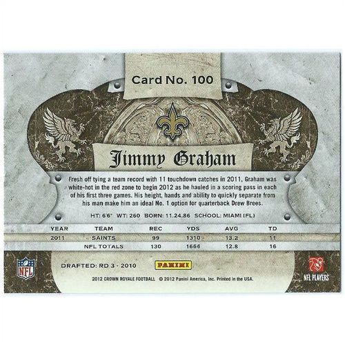 2012 Panini Crown Royale - #100 - Jimmy Graham