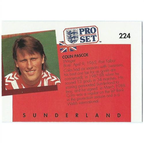 1990/1991 Pro Set Footbal - #224 - Colin Pascoe