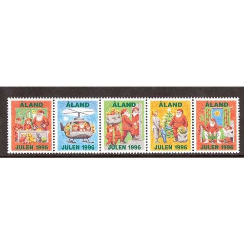 ALAND 1996 CHRISTMAS JULEN HORIZONTAL STRIP OF 5 CINDERELLAS MINT NEVER HINGED