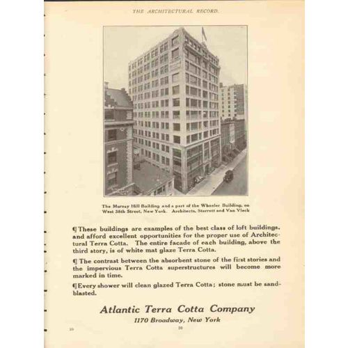 atlantic terra cotta company 1910 murray hill building nyc vintage ad