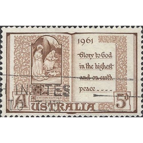 AUSTRALIA, CHRISTMAS, Glory to God in the Highest, brown 1961, 5d, #8