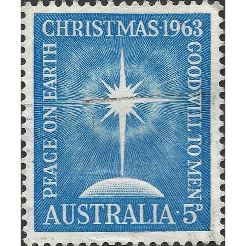 AUSTRALIA, CHRISTMAS, Peace on Earth, Goodwill, blue 1963, 5d, #2