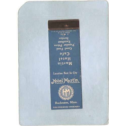 MN Rochester Matchcover Hotel Martin w/Martin Hotel Cafe state_box5~115