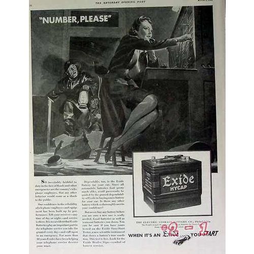 ELECTRIC STORAGE BATTERY COMPANY 1940 HYCAP EXIDE batteries vintage ad