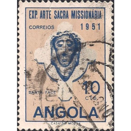 ANGOLA, FINE ART, Face of Christ, beige 1952, 10c