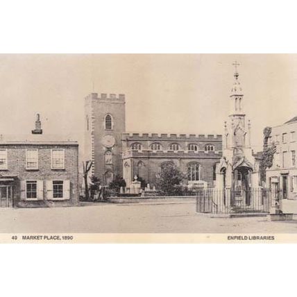 Market Place Enfield Rare 1890 Victorian Photo Postcard