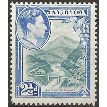 Jamaica 1938 SG125 2 1/2d Greenish-Blue & Ultramarine Mounted Mint .