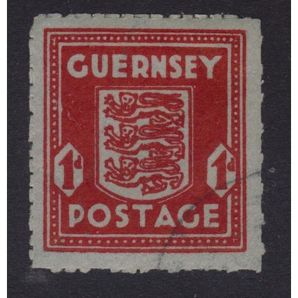 GUERNSEY SG5 1d Scarlet Bluish French Bank-note Paper - Fine Used