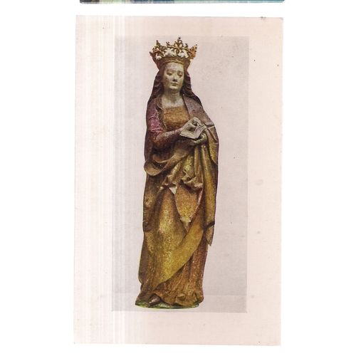 A VIRGIN SAINT painted and gilded wood used vintage postcard Victoria & Albert =
