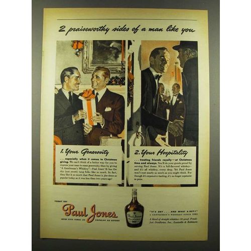 1940 Paul Jones Whiskey Ad - 2 Praiseworthy Sides