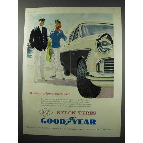 1960 Goodyear 3T Nylon Tires Ad - Gracing Cars