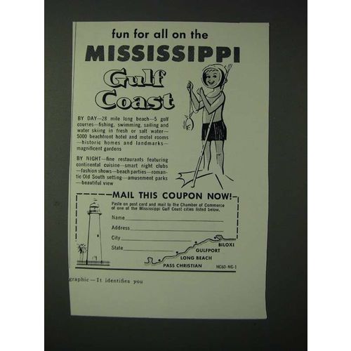 1960 Mississippi Tourism Ad - Fun for all on the Mississippi Gulf Coast
