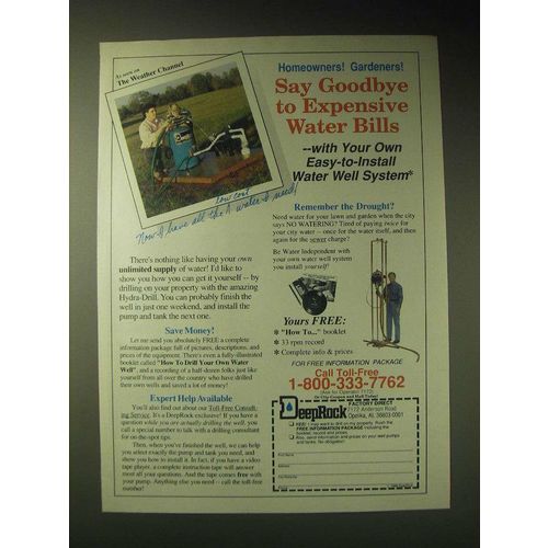 1989 Deeprock Drill Ad - Homeowners! Gardeners! Say goodbye