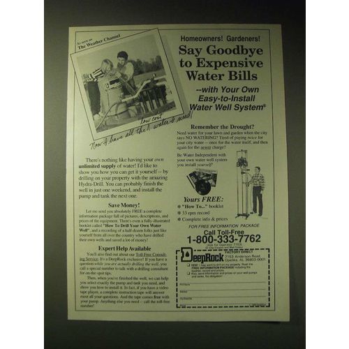 1989 Deeprock Drill Ad - Homeowners! Say goodbye to expensive water bills