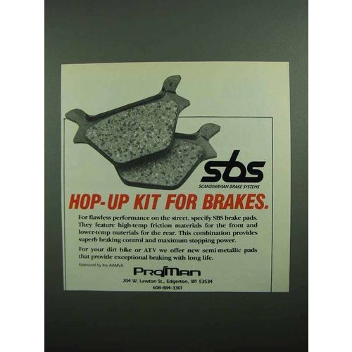 1989 SBS Scandinavian Brake Systems Brake Pads Ad