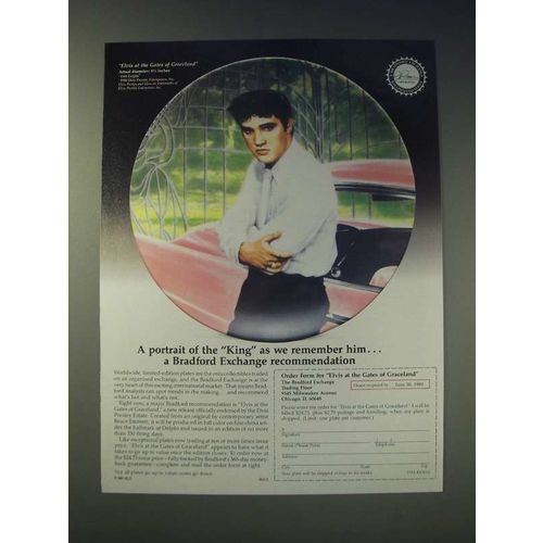 1989 The Bradford Exchange Ad - Elvis at the Gates of Graceland Plate