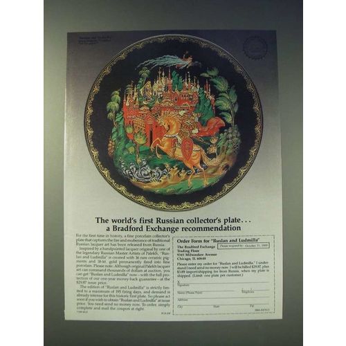 1989 The Bradford Exchange Ad - Ruslan and Ludmilla Plate - Gleb Vasilevitch