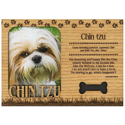 Chin Tzu Engraved Wood Picture Frame Magnet