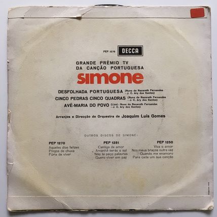 SIMONE - DESFOLHADA PORTUGUESA (PORTUGESE 7" VINYL, 1969)