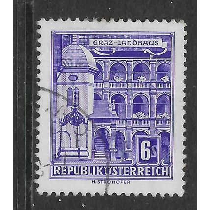 AUSTRIA 1957 BUILDINGS 6s VIOLET GRAZ TOWN HALL SG 1319 FINE USED#