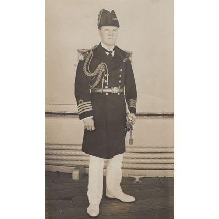 Naval Commander Ship Captain Antique Real Photo Postcard