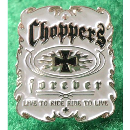 Choppers Live To Ride - Ride To Live Motorcycle Bike Metal Biker Rocker Badge