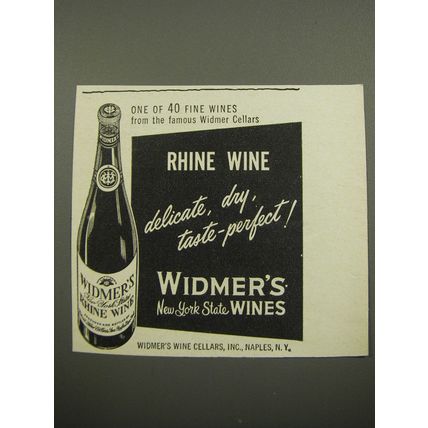 1955 Widmer's Rhine Wine Ad - Delicate, dry, taste-perfect