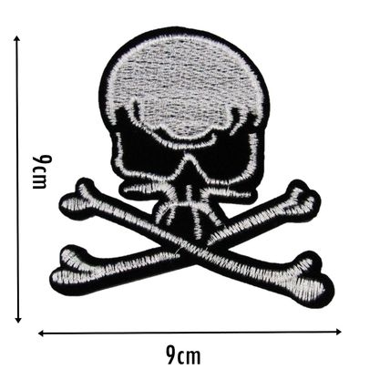 Skull and Crossbones Iron On Patch Biker Horror Pirate Halloween Rock Punk P239