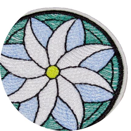 Flower Iron On Patch Floral Design Motif Decoration Mosaic Style Badge P384