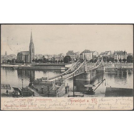 Der Eisen Steg & Dreikönigskirche, Frankfurt am Main, 1906 - Römmler & Jonas AK