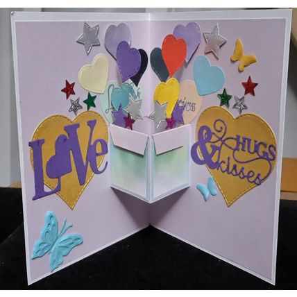 Crafty Krafters Unique Birthday love hugs kisses hearts ballons pop up styl