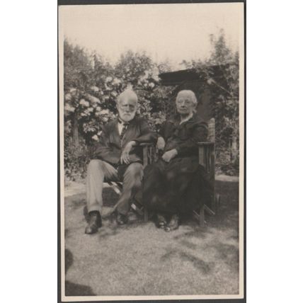 An Elderly Couple in the Garden, 1931 - RP Postcard