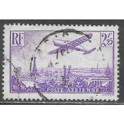 FRANCE 1936 AIRMAIL AIR PLANE OVER PARIS VIEW 2F25 USED SG536 536 PA 12 YT
