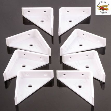 8x White Lipped Corner Brace 50mm/2" Plastic Angle Brackets Furniture Fix/Join