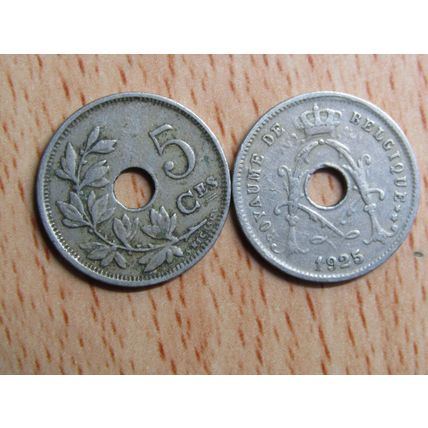 Belgium 1925 5 Centime Belgique (French Text) Coin