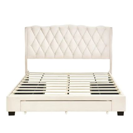 4-Piece Modern Bedroom Set – Upholstered Bed with Storage, 2 Nightstands & Dress