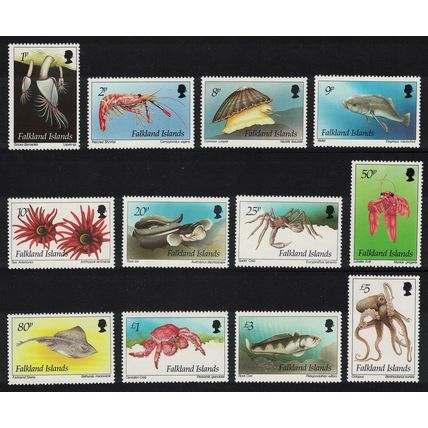 Falkland Is. Inshore Marine Life Anemones Crab Fish Octopus 12v 1994 MNH