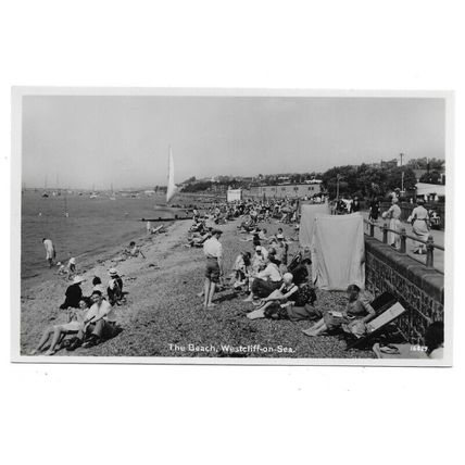The Beach, Westcliff-On-Sea, Essex, RP Postcard.