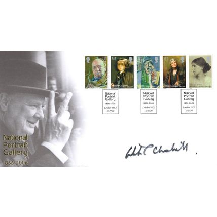 Winston S Churchill National Portrait Gallery Rare Hand Signed FDC