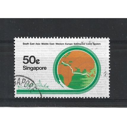 Singapore.SG537 50c Map showing Route of Cable and Vercors.Fine Used.Jul25
