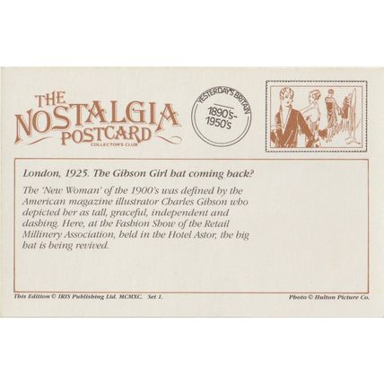 Postcard Gibson Girl Hat Fashion Show Hotel Astor London 1925 - Nostalgia