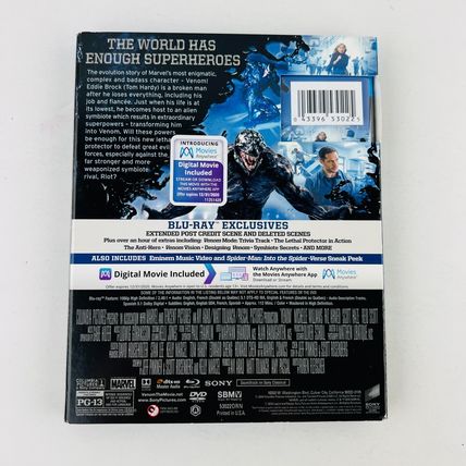 Venom Blu-ray / DVD Set Tom Hardy, Michelle Williams, Riz Ahmed