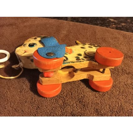 Old Vintage Original Fisher Price Playful Puppy # 626 6" Long Working 1963