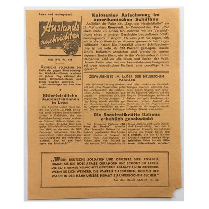WW2 Russian/Soviet Air Drop Leaflet Illustrated by Boris Efimov. - Code 1496.