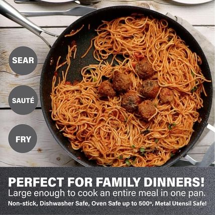 Granitestone Sauté Pan with Lid - 5.5 Quart. Non Stick Deep Frying Pan with Lid,
