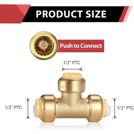 (Pack of 10) EFIELD 1/2 Inch Tee Push-Fit Fitting to Connect Pex, Copper, CPVC w